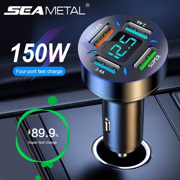 SEAMETAL 66W Quick Charge Car Phone Charger USB-A USB-C Cigarette Lighter Adapter QC3.0 Fast Charging for Smartphone Laptop DVR