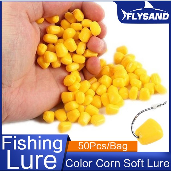 FLYSAND 50Pcs Colored Carp Fishing Flavour Grass Carp Bait Corn Soft Pellet Lure Creamy Corn Fragrance Bait Fishing