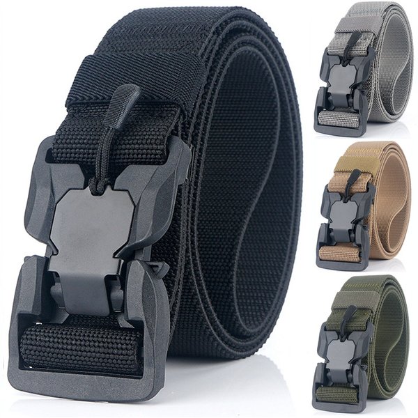 Men's Military Tactical Belt Quick Release Magnetic Buckle Army Outdoor Hunting Multi Function Canvas Nylon Waist Belts Strap