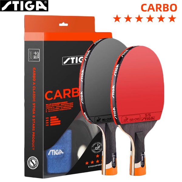 STIGA CARBO – raquette de Tennis de Table 6 étoiles, 5 + 2, palette de Ping-Pong en carbone pour attaque rapide avancée, caoutchoucs Non collants des deux côtés