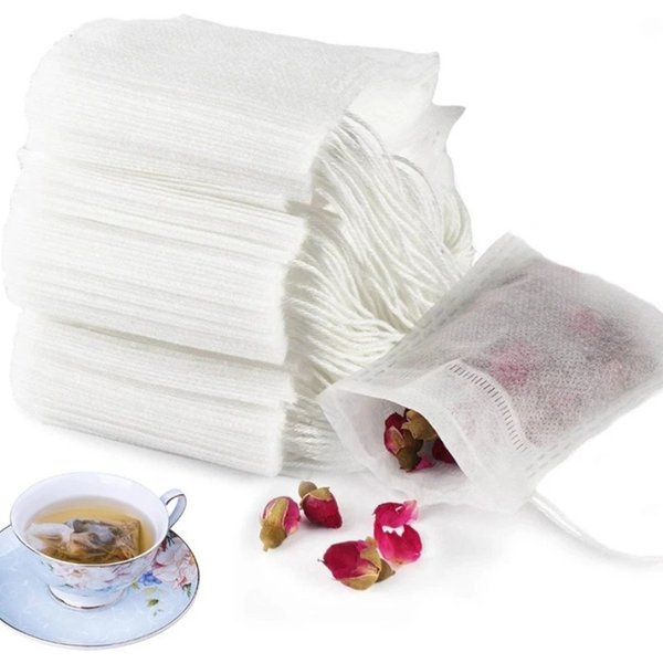 Sachets de thé en tissu non tissé, 5.5x7cm, sachets de thé parfumés africains avec ficelle, papier filtre thermoscellé pour filtre à herbes, 50 pièces
