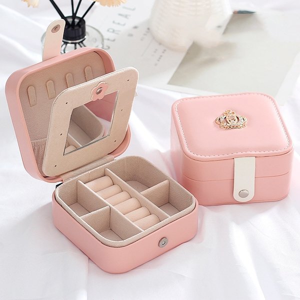 1pcs Double Layer Storage Box Ladies Light Luxury Style Clever Compartment Design Leather Jewelry Box