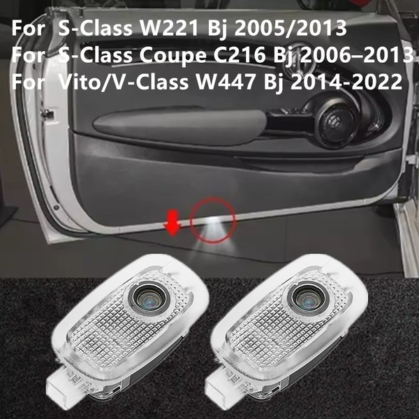 2Pcs LED Auto Tür Projektor Geister Schatten Licht Zubehör Für Mercedes Benz W221 BJ 447 W220 W639 2006 - 2013 S Klasse Vito
