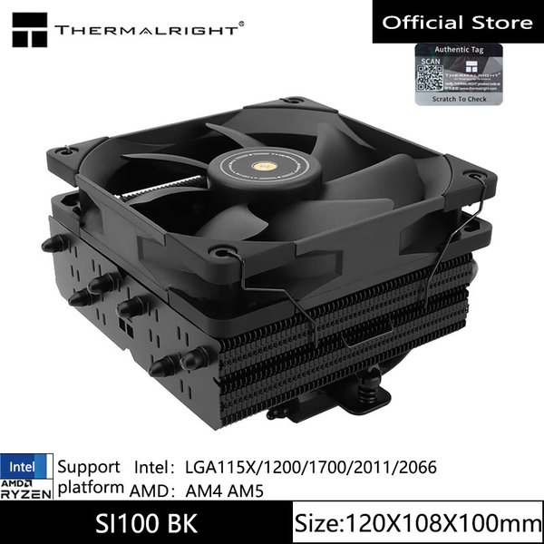 Thermalright TR-SI-100 Air-Cooled Radiator 100mm Height, 6 Heat Pipes Down-Pressure Radiator Supports LGA1700/115X/2011/AM5/AM4