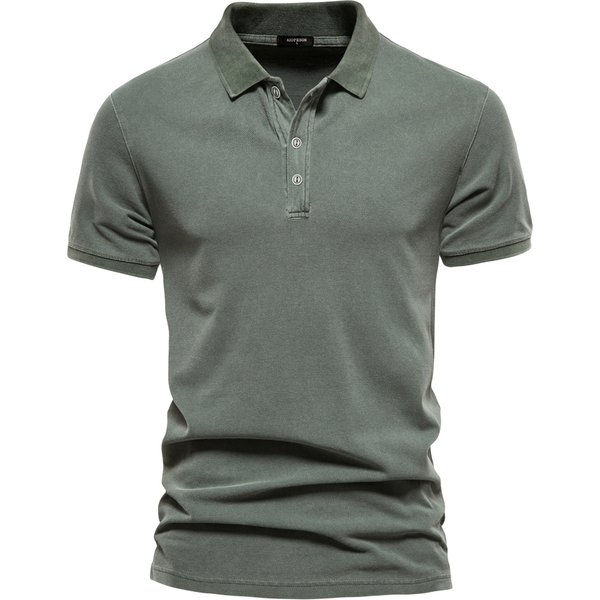 AIOPEON 100% coton couleur unie hommes polos décontracté à manches courtes couverture hommes chemises mode Streetwear Polos pour hommes