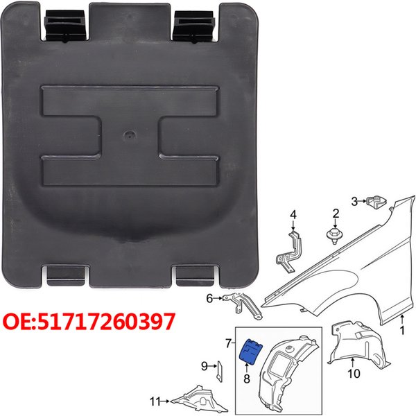 For BMW 1 2 3 4 Series Front Wheel Arch Fender Liner Access Panel Cover F30 F20 F31 F21 F22 F23 F32 Bulb Replacement 51717260397