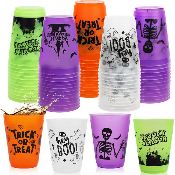 Gobelets à boire pour Halloween, 8 à 24 pièces, crâne Boo, tasse de jus en plastique pour Cocktail, fête d'halloween, fournitures de décoration de Table à domicile