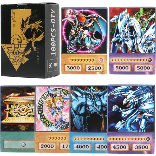 100 pièces Yu-Gi-Oh Anime Style cartes yeux bleus magicien foncé Exodia Obélisque Slifer Ra Yugioh DM classique Proxy bricolage carte enfants cadeau