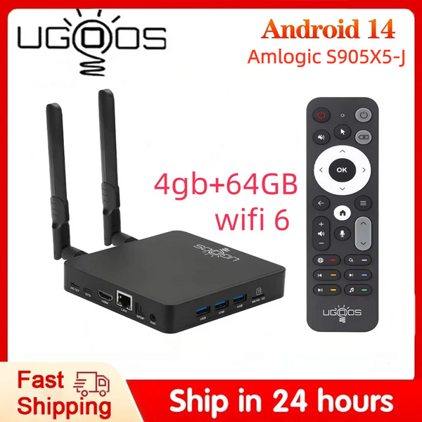 Original Ugoos AM9 Pro Smart TV Box Android 14 Amlogic S905x5-J WiFi6 BT5.3 1000M HDR Set Top Box Media Player Support AI-SR