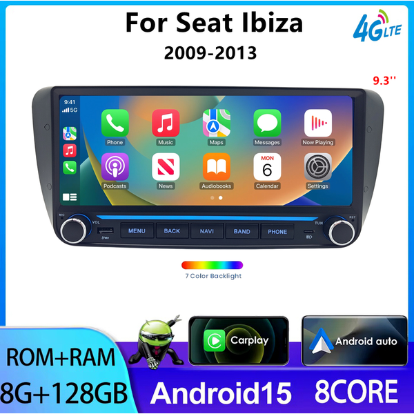 YAYP – autoradio sans fil CarPlay Android Auto, pour Seat Ibiza 6J 2008 2009 2010 2011 2012 2013, Navigation GPS, autoradio multimédia
