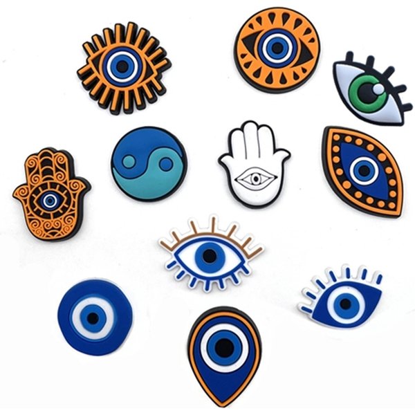 Breloques de chaussures Evil Eye pour enfants, sabots, badge, jeans de fête, épingles, cadeaux, décorations, accessoires de construction