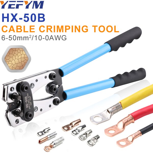 YEFYM – pince à sertir hexagonale pour Terminal de Tube, pince HX-50B 6-50mm2/AWG 10-0, multi-outils, cosse de câble de batterie, outils manuels