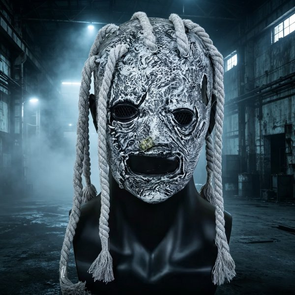 Gruselige Graue Seilgeflecht-Horrormaske Vollgesichts-Latexmaske für Halloween-Cosplay-Partys und Requisiten
