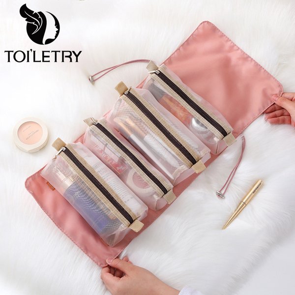 Sacs de maquillage détachables 4 pièces en 1, sac à cosmétiques Portable pliable de voyage, sac de rangement de toilette séparable, organisateur, pochette de maquillage, nouveau