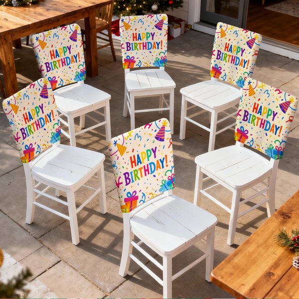 Housse de protection pour chaise thème joyeux anniversaire, ensemble de 2/4/6 100% Polyester, pour salle à manger, bureau, Banquet