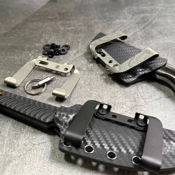 TC4 Titanlegierung Doppelklemmvorrichtung Rückenclip Lederclip Gürtelclip Schraubzubehör EDC K-Board Messerscheide-Clip