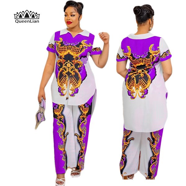 Neuer modischer Freizeitanzug, afrikanisches Langarm-Oberteil, bedruckter Pullover, Chiffonhemd, Bleistiftrock für Damen