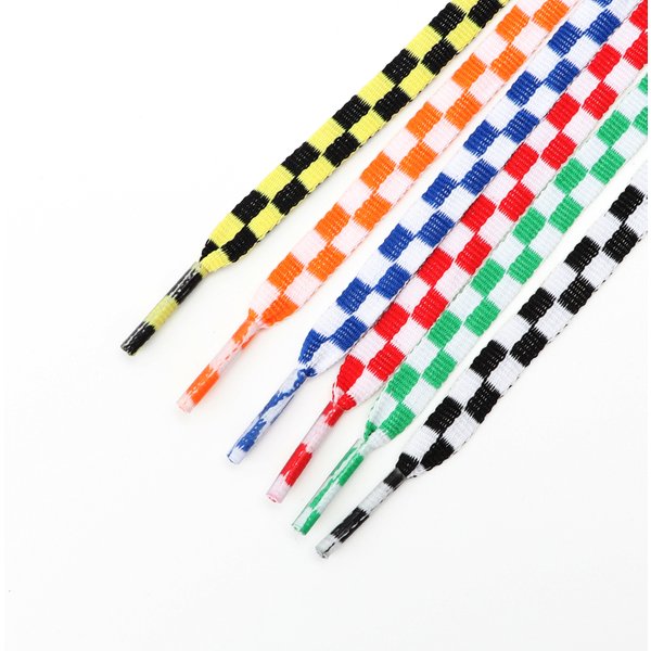 1 Pair Checkered Grid Shoelaces for Shoes Flat Black and White Plaid Shoelace Sneakers Shoe Laces Women Man Shoe Lace Shoestring