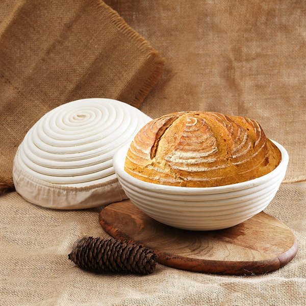 SHENBoom G-Paniers Ronds en Rotin Naturel Banneton, Accessoire de Fermentation de la Pâte avec Doublures pour Boulangers Professionnels à Domicile