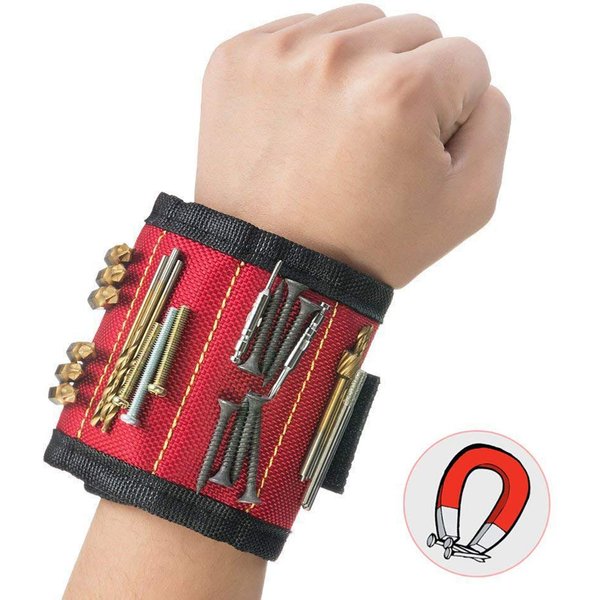 3-reihiges Polyester-Magnetarmband, tragbare Werkzeugtasche, Elektriker, Handgelenk, Werkzeug, Gürtel, Schrauben, Nägel, Bohrer, Halter, Reparaturwerkzeuge