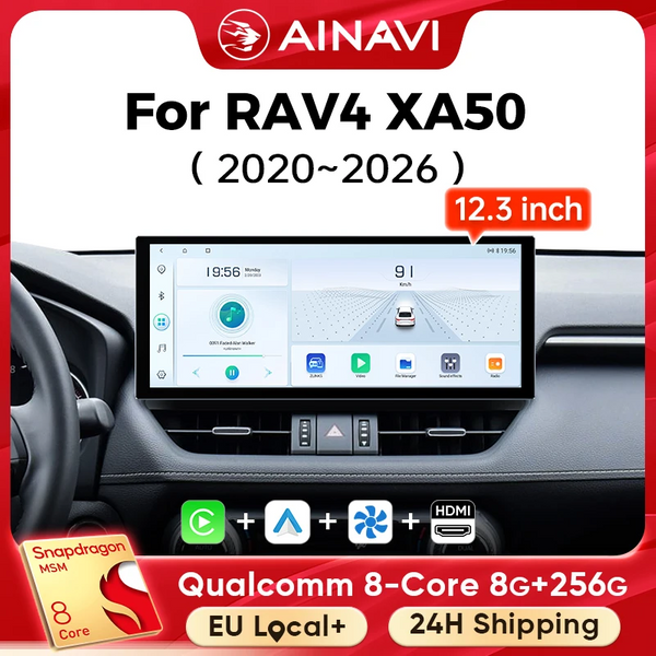 Ainavi 12,3 Zoll Für Toyota RAV4 2019 2020 2021 2023 2025 XA50 HDMI 2K Auto Radio Carplay drahtlose Android Auto 4G Auto Multimedia