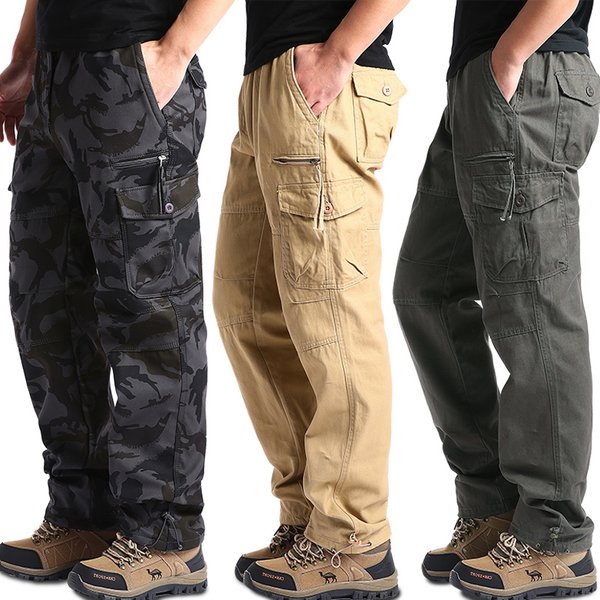Salopette ample et droite pour hommes, pantalon décontracté multi-poches, entraînement en plein air, sport, Camouflage, pantalon tactique, confort en coton, nouvelle collection