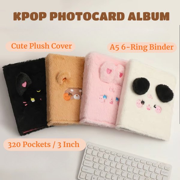 Album à 320 pochettes A5 en peluche pour cartes photo, 320 pochettes, livre de collection de photos Kpop avec animaux mignons, pour cartes Fujifilm Instax Mini