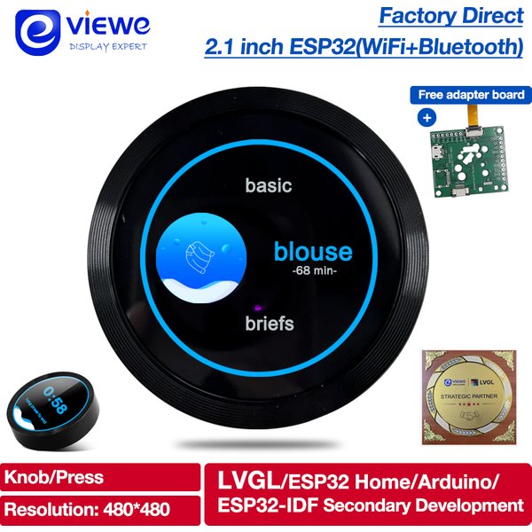 Smart Home ESP32 S3 Entwicklungsboard WiFi Bluetooth 2,1 Zoll 480*480 Runddruckknopf IPS LCD TFT Display Modul für Ardui-no