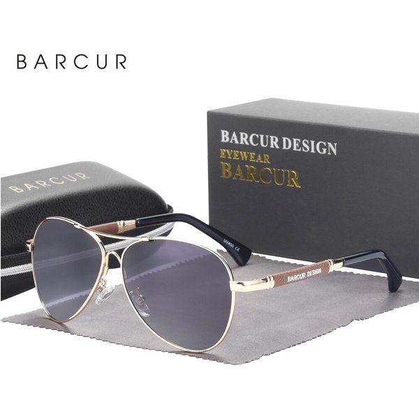 BARCUR Design Memery Frame Sunglasses Polarized For Men Sun Glasses Women Pilot Gradient Lens Eyewear Mirror Shades