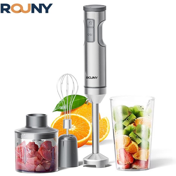 4-in-1-Handmixer, leistungsstarker Stabmixer aus Edelstahl, 700-ml-Rührbecher, 500-ml-Prozessor, Schneebesen