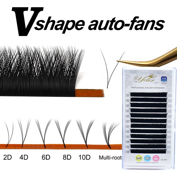 Yelix V forme Auto-ventilles Extension de cils doux facile ventilateur cils Volume Extension de cils Premium naturel cils individuels vison