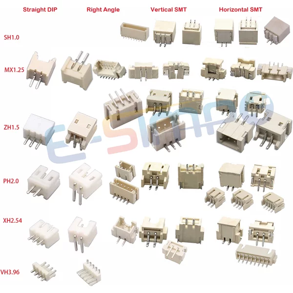100 Stück JST1.25 SH1.0 ZH1.5 PH2.0 XH2.54 Straight DIP Right Angle Vertical SMT Horizontal SMD PCB Male Wafer Connector