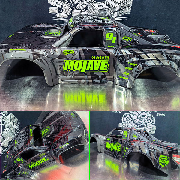 RC Auto Kunststoff-Simulationskarosserie mit Aufkleber-Bemalung für 1/7 ARRMA MOJAVE EXB 6S Traxxas UDR RC Short Course Wüstenfahrzeug