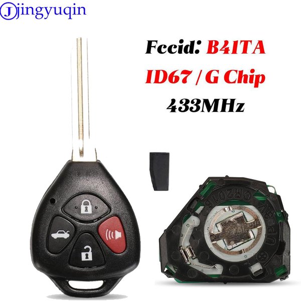 Jingyuqin 4 tasten fernbedienung auto schlüssel steuerung für toyota prius 2 hilux etios vios yaris corolla fccid: b41ta id67/g chip 433 mhz