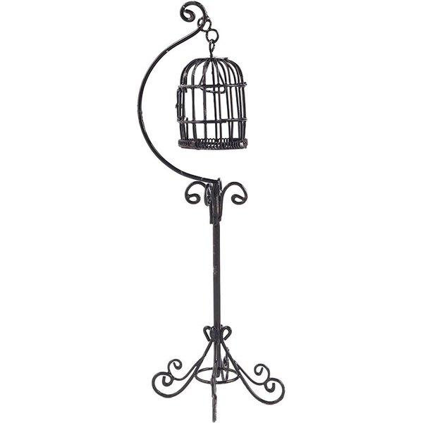 1pc black 1:12 Miniature Furniture Mini Metal Bird Cage Stand Birdcage Modle for Doll house Decor Garden Courtyard Ornament