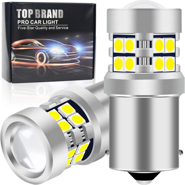 Clignotant de voiture et feux de stationnement, 1156 BA15S PY21W P21/5W 1157 BAY15D, ampoules LED 3030 19SMD Canbus, 6000k 12v, 2 pièces