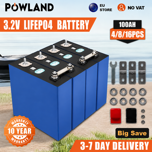 Klasse A 4/8/16 Stück Wiederaufladbare 3,2V 100Ah LiFePO4 Lithium-Batterie 6000 Zyklen Lithium-Batteriezelle für Solarenergie-Systeme