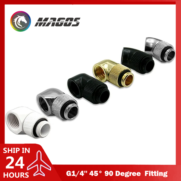 Drehbarer abgewinkelter Adapteranschluss 45 ° 90-Grad-Winkel, um 360 Grad drehbare Handkompression G1/4'' 4 Farben