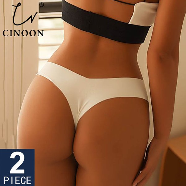 CINOON 2Pcs/Lot Women Sexy Ice Silk Panties Low-waist Seamless Underwear Thong Female G String Lingerie Comfortable Intimates