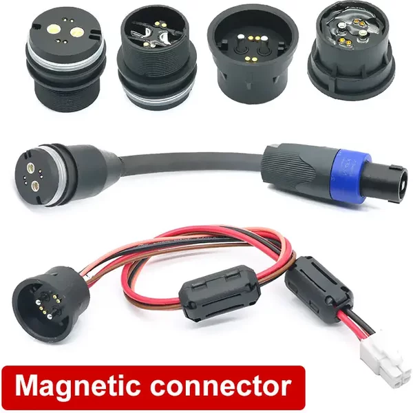 18A 24V Magnetstecker mit Draht Lötzinn 4Pin Kriegsindustrie Starke Adsorption Injektion Wasserdichter Ladestecker