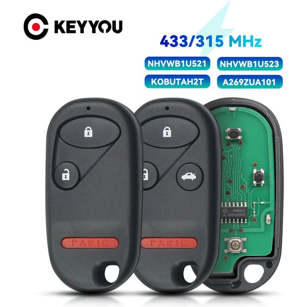KEYYOU Keyless Remote Car key For Honda CR-V Insight Odyssey Pilot Civic 2001 -2005 Accord 1998 1999 2000 2001 2002