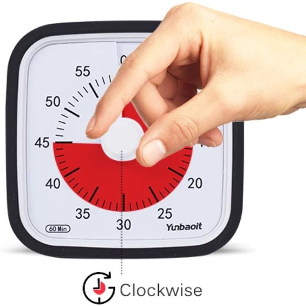 Minuterie visuelle améliorée de 60 minutes avec étui de protection, compte à rebours silencieux pour enfants, vente en gros