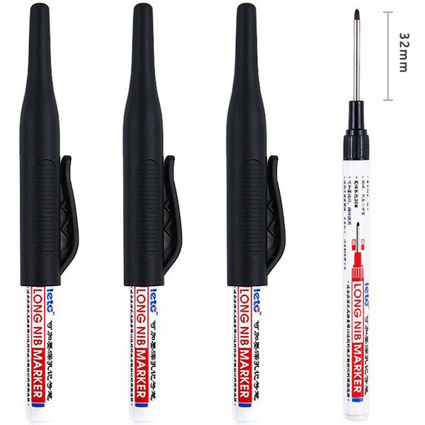 4Pcs/Set Long Nib Head Markers 30mm Deep Hole Multi-Purpose Perforating Pen for Metal Waterproof Woodworking Bathroom Decoration
