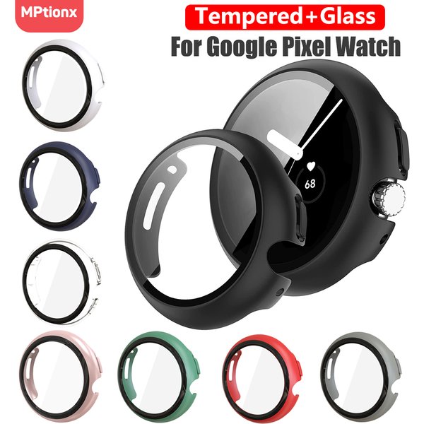 Tempered Glass+Cover For Google Pixel Watch PC Protective Case Full All-Around Bumper Screen Protector for Google Pixel Watch