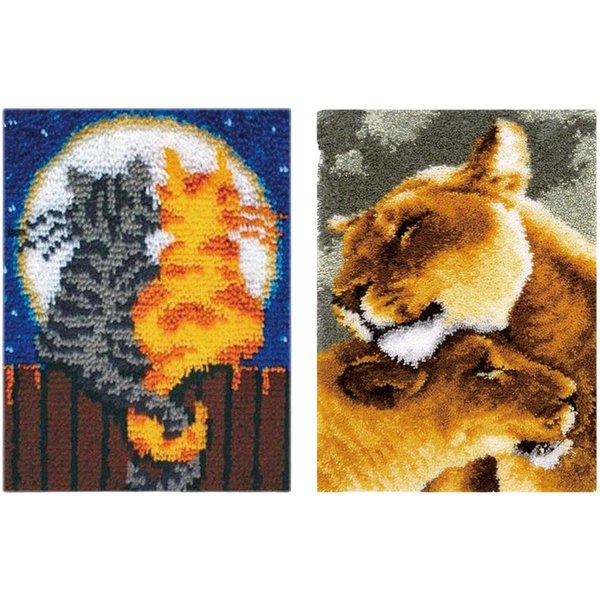 Latch Hook Rug Kit Crochet Carpet DIY Rug Crochet Yarn Kits Animal Pattern Festival Gift Carpet Making Kit for Festival Carpet