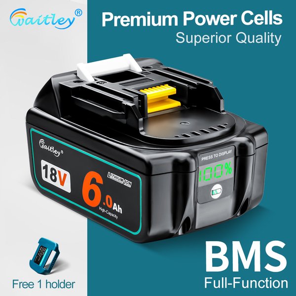 Waitley wiederaufladbarer Li-Ionen-Akku für Makita 18 V, 6000 mAh, 6 Ah, 9 Ah, Elektrowerkzeuge mit LED-Ersatz BL1860B BL1860 BL1850 6 A