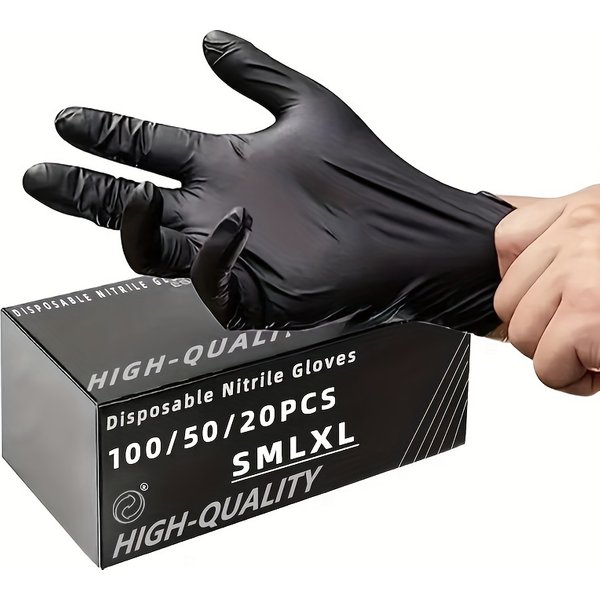 Gants de Poulet Épais NitCarter Noirs pour Livres, de Coiffure, Imperméables, Vaisselle, Tatouage, 100/50/20 Pièces