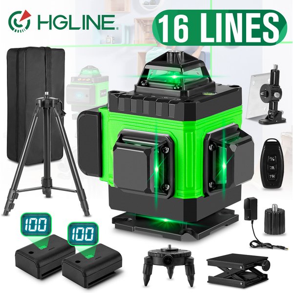 HGLINE 4D 16-Linien-Lasernivelliergerät mit APP-Fernbedienung, Hochwertige Selbstnivellierung 360° ° Horizontaler und Vertikaler Kreuzlinienlaser