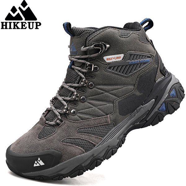 HIKEUP Hiking Boot Men Outdoor Boots Suede High Top Trekking Sport Men Shoes Rainproof Tactical Combat Military Boots