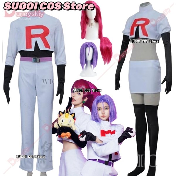 Anime przebranie na karnawał dla dorosłych zespołu rakiety Jessie Musashi James Kojirou kostium Cosplay na Halloween komplet akcesoriów do gier